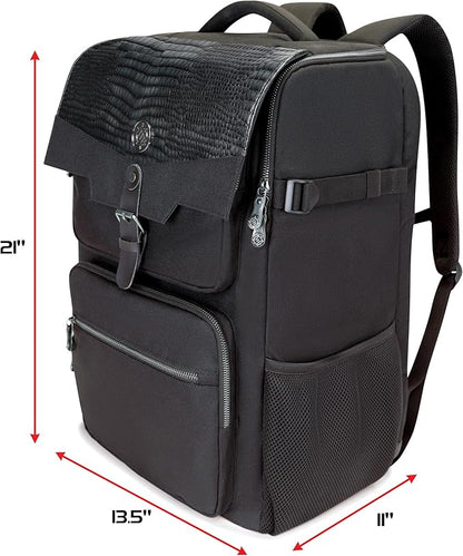 ENHANCE Collector's Edition DnD Backpack - RPG DM Bag for Dungeons and Dragons - DnD Bag fits 6-8 Books, 18" Laptop/DM Screen Slot, Miniature Foam Trays, Accessory Pockets, Map Strap (Dragon Black)