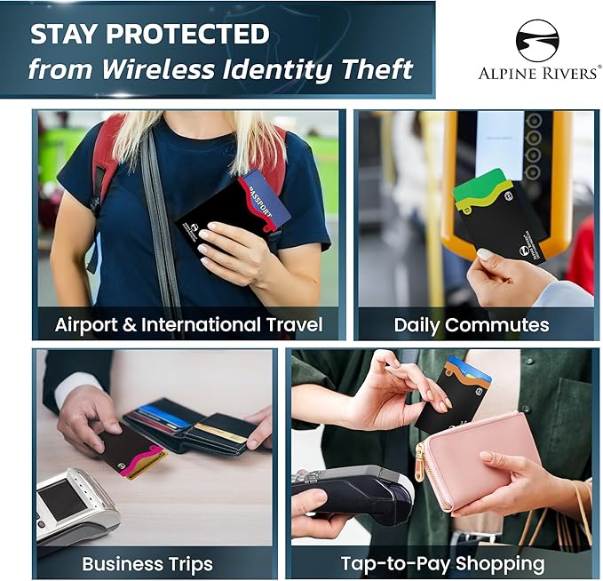 RFID Blocking Credit Card Sleeves 18-Piece Set – 14 Color-Coded Card Protectors with 4 Passport Holders – Slim Water-Resistant Anti-Theft Protection for Travel