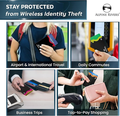 RFID Blocking Credit Card Sleeves 18-Piece Set – 14 Color-Coded Card Protectors with 4 Passport Holders – Slim Water-Resistant Anti-Theft Protection for Travel