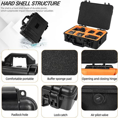 Protective Camera Case 11.8 X 7.5 X 4.3 Inch Shockproof Water-resistant with Adjustable Dividers (Can hold cameras, pistols, gear, equipment)
