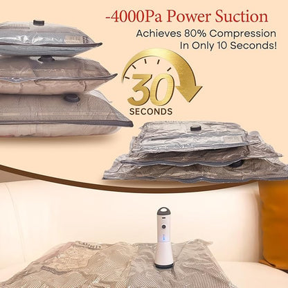24 Pack Vacuum Seal Bags for Clothing Travel with Rechargeable air Pump, Carry-on Size Compression Packing Bags for Luggage and Suitcase, Space Saver for Clothes