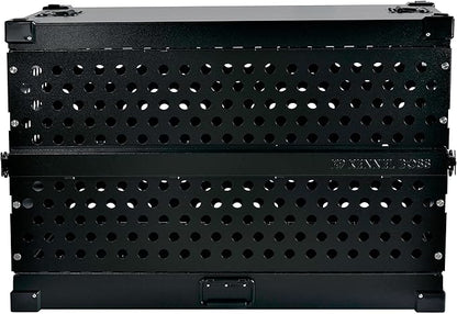 Heavy Duty Fully Collapsible Powder-Coated Aluminum Dog Crate - Medium-Long (Black)