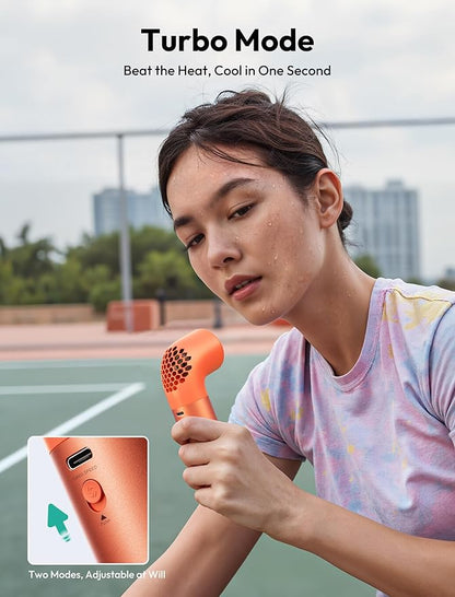 Aecooly Portable Handheld Fan, Powerful Turbo Mini Fan, 19000 RPM High Speed Aero Ultra, 15H Max Cooling Time, 7 Speeds Aluminum Case,Pocket Rechargeable Personal Small Travel GIfts for Women-Orange