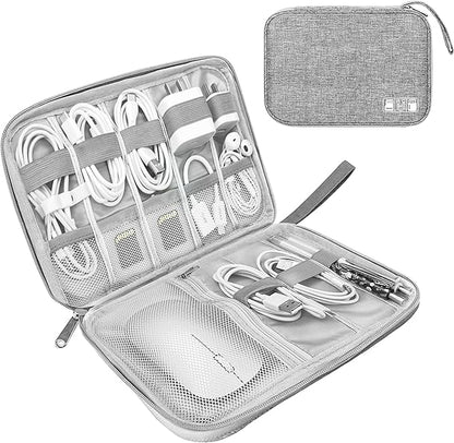 Electronics Organizer Travel Case,Electronic Accessories Storage Bag,Portable Waterproof Cable Organizer Bag,Travel Cord Organizer Bag for Small Charging Cord Storage,Cables,SD Card (Grey)