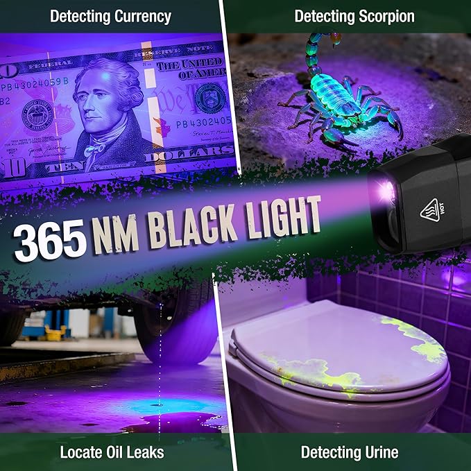Mossy Oak Rechargeable EDC Flat Flashlight 1200 Lumens, Pocket Work Light with Magnetic Base, UV & White Light Combo, Waterproof LED Inspection Light for Work and Home - Idea Christmas Gift for Men