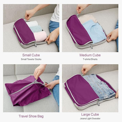 Cambond Compression Packing Cubes for Travel Women - Expandable Travel Bags Luggage Organizers Travel Essentials Compression Cubes for Travel Carry on Suitcases Organizer