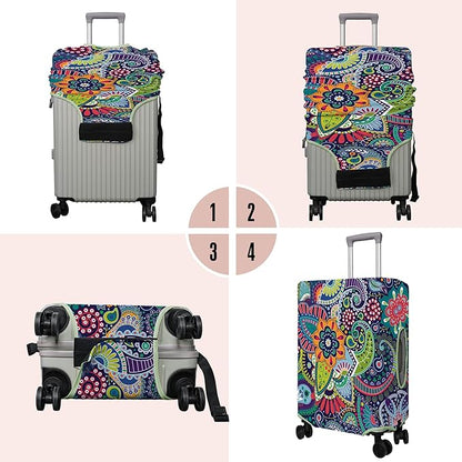 Travel Luggage Cover Suitcase Protector Fits 18-32 Inch Wheel Covers PatternedTravel Related Items Flower Luggage Protector Elastic S