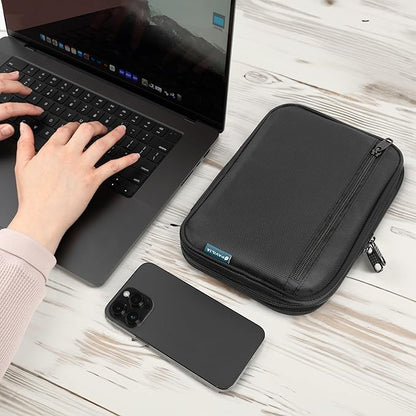 PAVILIA Soft Electronic Organizer Travel Case, Travel Cord Organizer Bag, Small Cable Tech Storage Pouch, Travel Accessories Essentials Must Haves for Mobile Phone, USB, Cord, Charger, Black