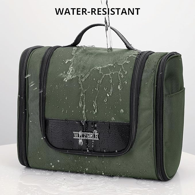 WITZMAN Toiletry Bag for Men Women Large Hanging Multi-organization Bathroom Bag Water-resistant Dopp Kit Shaving Bag Men(B690 Army Green)