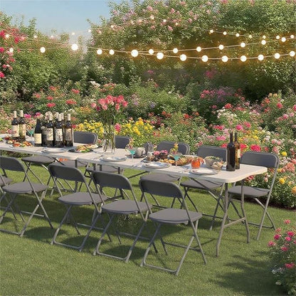 30 Pack Plastic Grey Folding Chairs,Portable Party Chairs Stackable Commercial Seats with Steel Frame for Office Home Outdoor Indoor Wedding Party Patio Dinning Events,350lbs Capacity