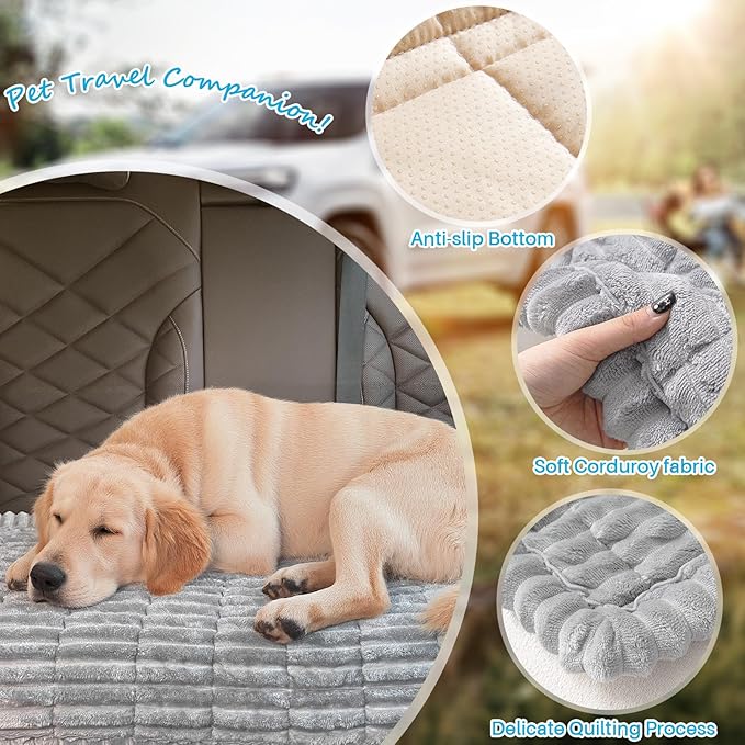Dog Car Seat Cover for Back Seat, Dog Bed for Car, Fit for Backseat Extenders, Car Seat Protector, Nonslip Soft Durable for Cars Trucks and SUVs (Light Gray, 24.8"*54")