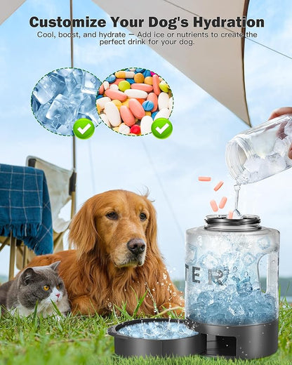 77oz Large Dog Water Bottle Portable - Dog Travel Water Dispenser with Large Bowl, Ideal for Hiking, Camping, Travelling, Outdoor Portable Pet Bottle, Purple
