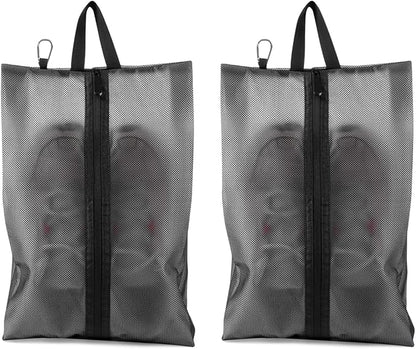 2 Pack Shoe Bags for Travel, Sneaker Bags, Waterproof Travel Shoe Bags with Zipper for Packing, Golf Shoe Dust Bags for Man and Women, Medium, Black