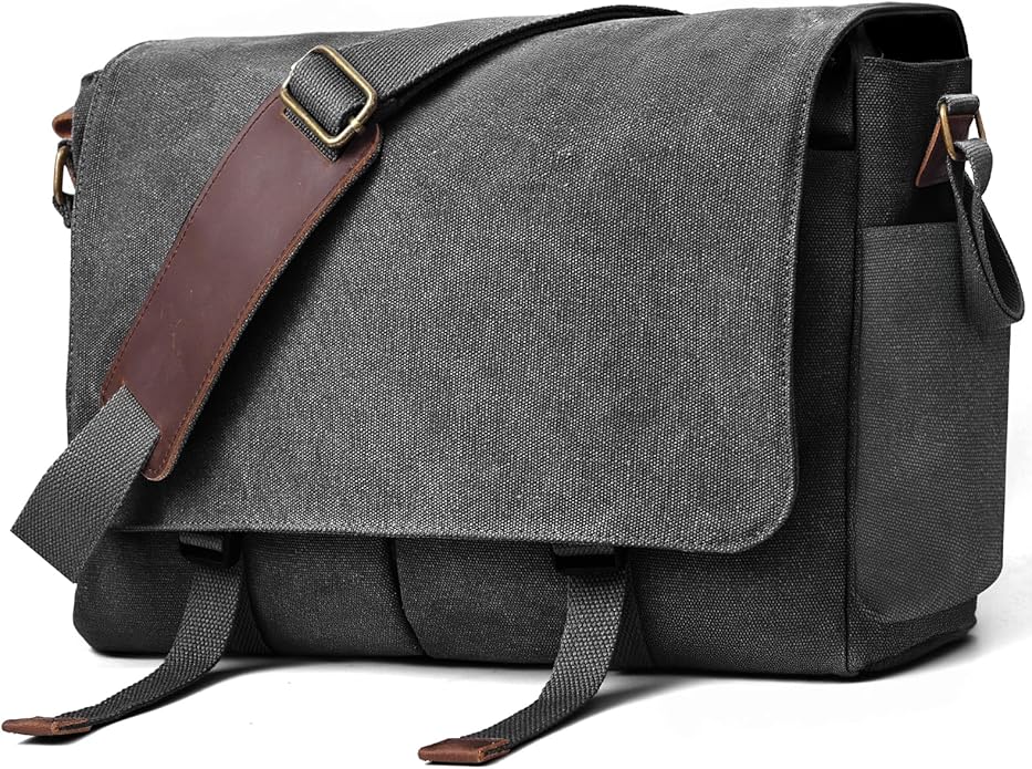 Messenger Bag for men Laptop Bag UnisexRetro Canvas Bag14-15.6 inches Casual single shoulder bag For Work College Travel
