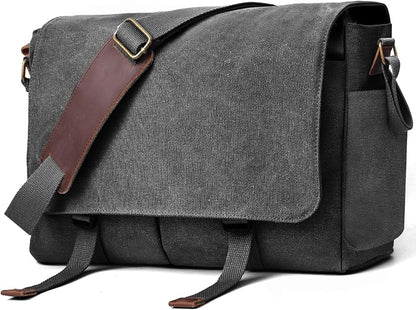 Messenger Bag for men Laptop Bag UnisexRetro Canvas Bag14-15.6 inches Casual single shoulder bag For Work College Travel