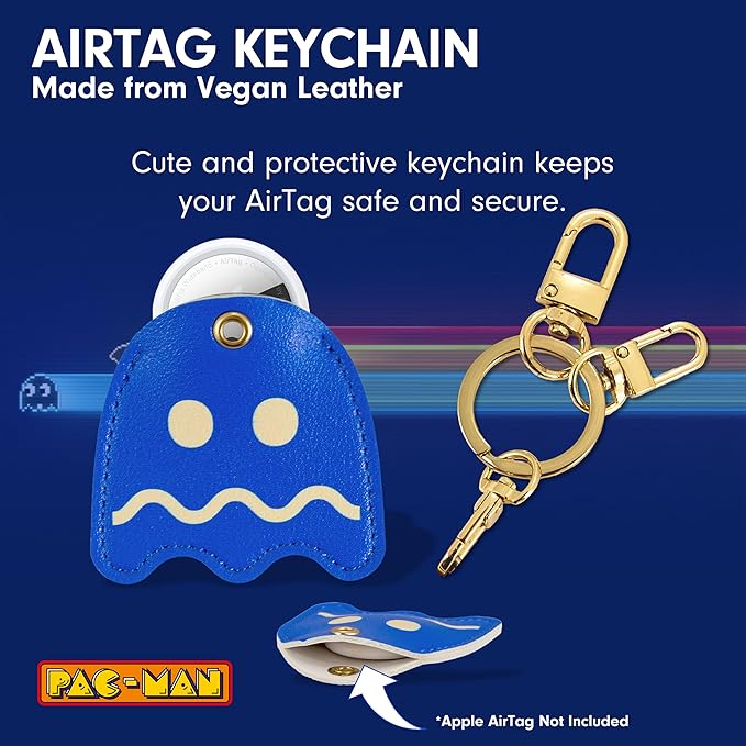 Sonix Keychain Case Compatible with Apple AirTag | Protective AirTag Cover Keychain Charm | Pac-Man Classic - Blue
