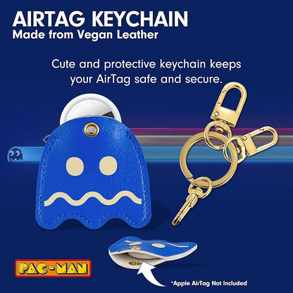 Sonix Keychain Case Compatible with Apple AirTag | Protective AirTag Cover Keychain Charm | Pac-Man Classic - Blue
