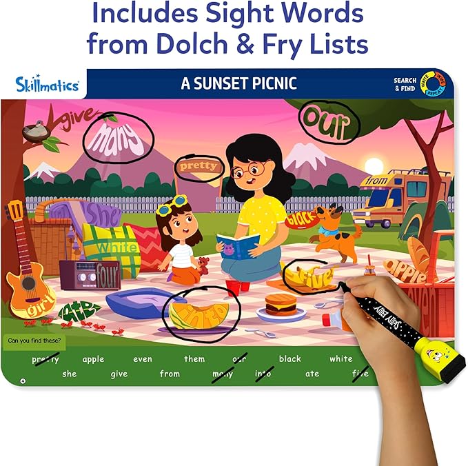Skillmatics Search and Find Sight Words Educational Game - Reusable Preschool Learning Activities, Perfect for Toddlers & Kids Who Love Toys, Builds Vocabulary, Gifts for Ages 4, 5, 6, 7