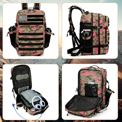 25L Tactical Backpack for Men and Women Military Backpack Small Assault Pack Molle Backpack Bug Out Bag Travel Rucksack Daypack (Pink Camo)