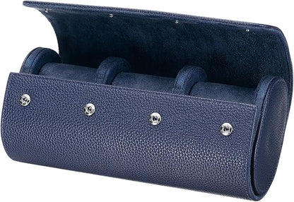 HARFINGTON Watch Roll Travel Case 3 Slot Portable Leather Watch Case for Men and Women, Watches Storage Organizer with Removable Pillow for Traveling, Display, Textured Blue