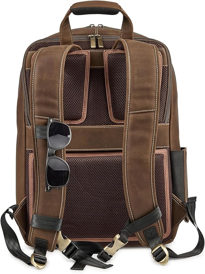Luxorro Leather Backpack For Men (Dark Brown, 17 Inch)