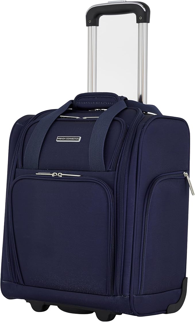 French Connection 16" Underseat Carry-On Luggage with USB/USB-C Ports, Blue Depths