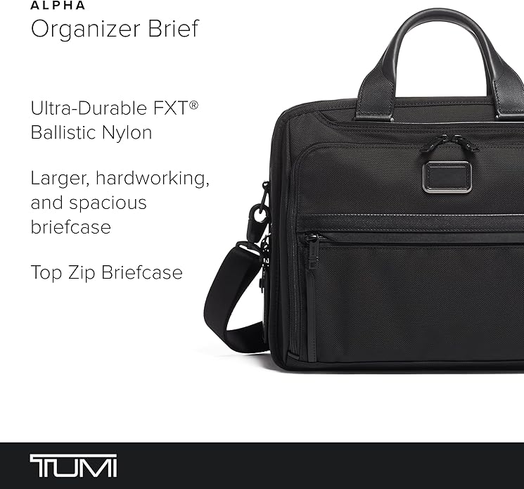 TUMI - Alpha Organizer Brief - Laptop Briefcase for Commute or Travel - Fits Up to 15" Laptop - Removable Shoulder Strap