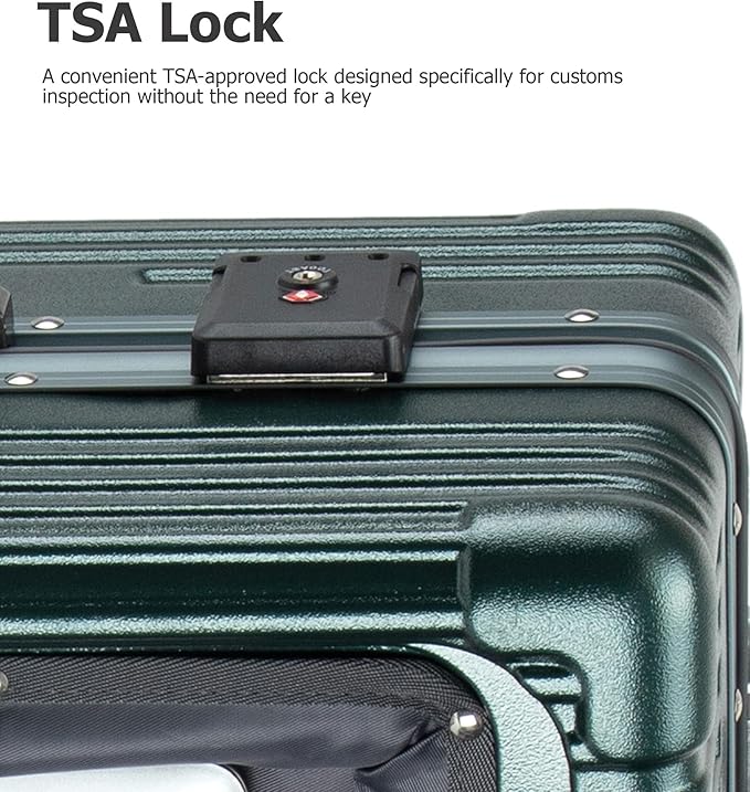 feilario 24in Aluminium Frame Zipperless PC Hard Shell Spinner Wheels Luggage, Built-In TSA lock Carry on Suitcase, with Cup Holder, USB Port, Phone Holder