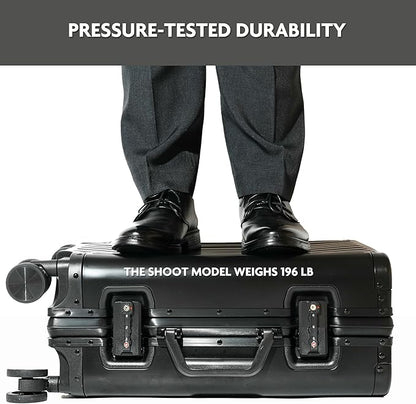 All Aluminum Carry On Luggage 22x14x9 Airline Approved Hard Shell Carry On Luggage Zipperless Luggage Metal 20inch Suitcase Luggage, Black