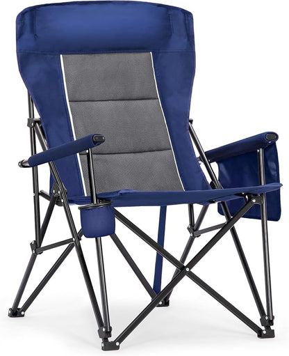ALPHA CAMP Heavy Duty High Back Camping Chairs with Cup Holder Oversized Folding Chair Outdoor Chair with Headrest,Lawn with Side Pocket for Lawn, Sports and Fishing, 500lbs