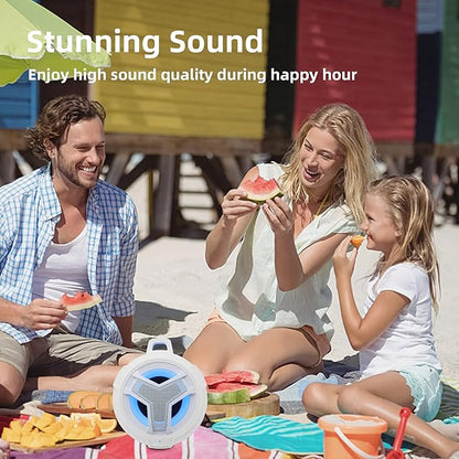 EBODA Bluetooth Shower Speaker, IPX7 Waterproof Portable Wireless Small Speakers, Floating, 2000mAh with Light for Home, Pool, Beach, Boat, Kayak Accessories, Gifts for Men, Women - White