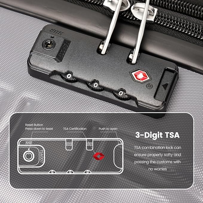PRIMICIA GinzaTravel Luggage Sets 3-Piece Expandable Suitcases with Wheels PC+ABS Durable Hardside Luggage sets TSA lock (3-Piece Set(20"/25"/29"), Dark Gray)