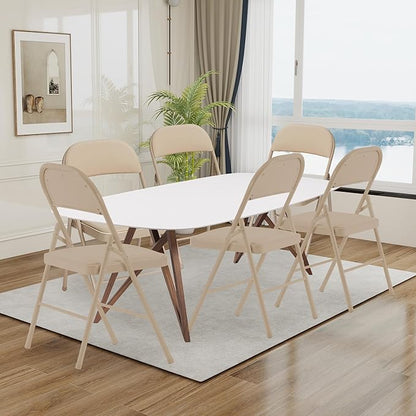 Khaki Folding Chairs 50 Pack with Comfortable Cushion and Back, 330LBS Capacity, Portable & Foldable Indoor Outdoor Chairs with Durable Metal Frame for Office Party Events Kitchen Dinning Wedding