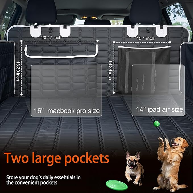 SUV Cargo Liner for Dogs, Waterproof Dog Trunk Cover with Bumper Flap Protector, Pet Cargo Mat for SUVs Sedans Vans, Non-Slip Scratchproof Dog Seat Cover, Large Size Universal Fit