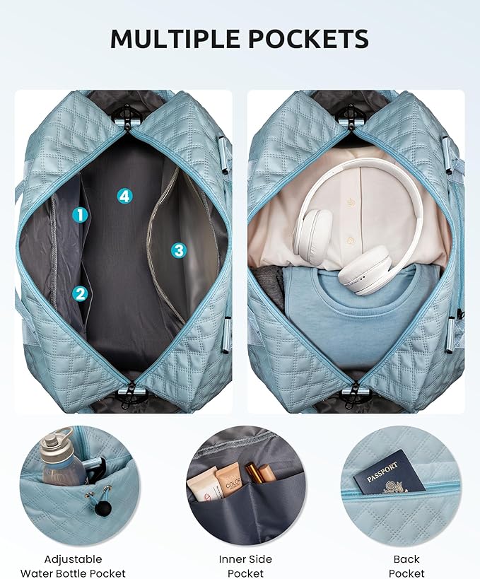 Gifts for Girls-Teen Weekender Bags, Personalized Monogram Overnight Bag, Letter Travel Bag with Makeup Bag, Personalized Gift Idea for Women Her (Letter G)