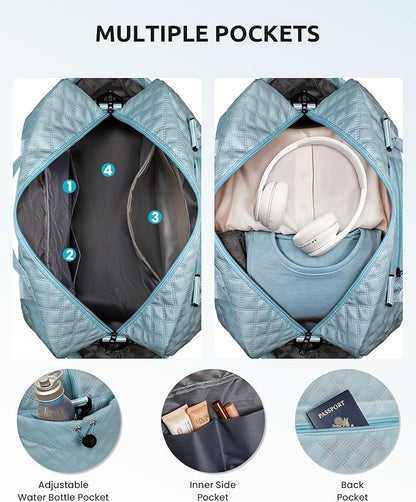 Gifts for Girls-Teen Weekender Bags, Personalized Monogram Overnight Bag, Letter Travel Bag with Makeup Bag, Personalized Gift Idea for Women Her (Letter G)