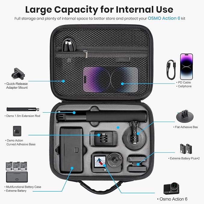 STARTRC PHOTO Action 6 Carrying Case for DJI Osmo Action 6 Camera Accessories Hard Shell Bag Travel Case