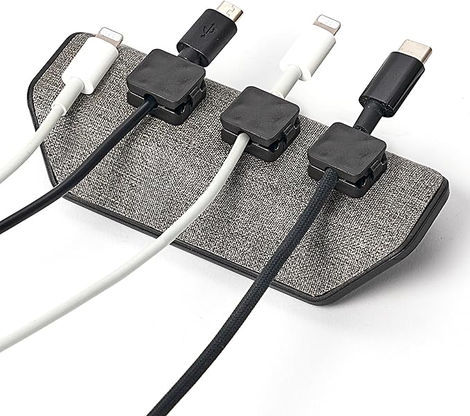 CHARGEWORX Magnetic Cable Organizer – Weighted Non-Adhesive Cord Holder with 3 Magnetic Clips for USB-C, Lightning & MagSafe Cables – Desk, Office & Nightstand Cable Management
