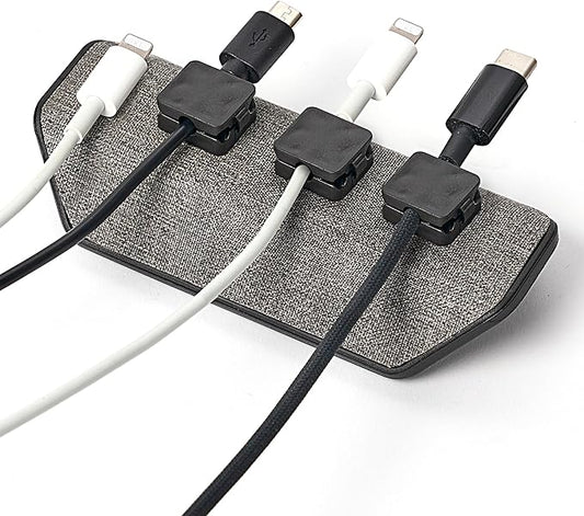 CHARGEWORX Magnetic Cable Organizer – Weighted Non-Adhesive Cord Holder with 3 Magnetic Clips for USB-C, Lightning & MagSafe Cables – Desk, Office & Nightstand Cable Management