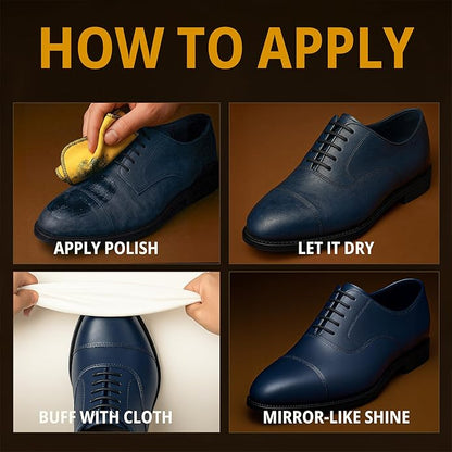 Eagle Shoe Polish Wax – Premium High-Gloss Shine – Restores Color, Covers Scuffs, Nourishes & Protects - 3-Piece Kit