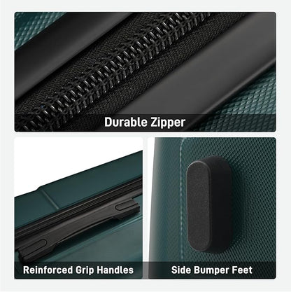 Merax Luggage Sets 3 Piece, Suitcases with Spinner Wheels, Lightweight Travel Luggage with Lock, ABS Hardshell Suitcase Set 20/24/28 IN,Dark Green