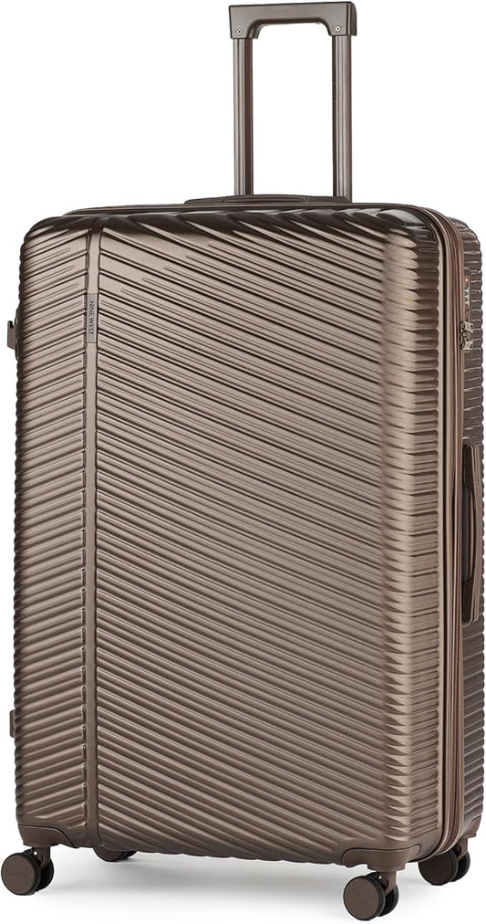 Nine West Zion 28 Inch Hardshell Spinner, Large Expandable Checked Luggage, Extra Capacity Suitcase for Extended Travel Chocolate Martini