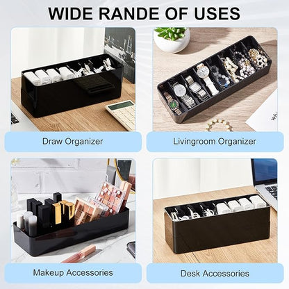 Tatuo 1 Pcs Cable Organizer Box with Wire Ties, Plastic Cord Storage Box with Lid, Electronics Organizer for Home Office Desk Organizers and Accessories (Black)
