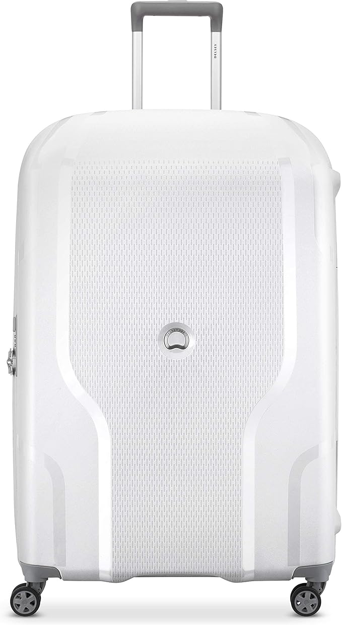 DELSEY PARIS Clavel Hardside Expandable Luggage with Spinner Wheels, White, Checked-Large 30 Inch