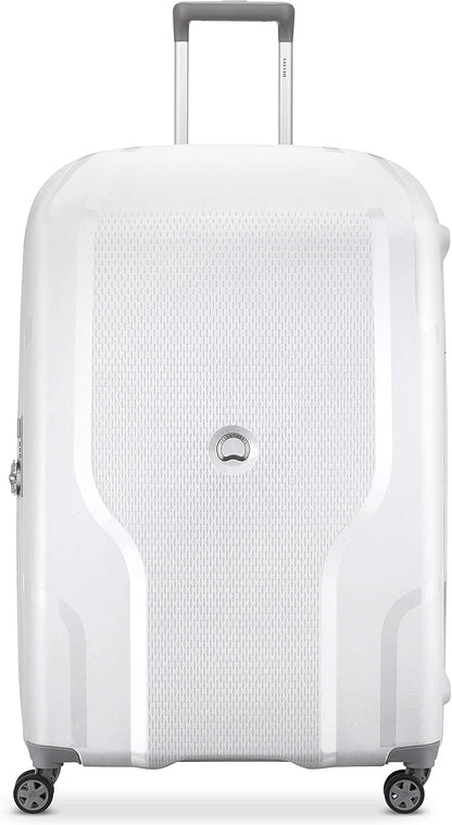 DELSEY PARIS Clavel Hardside Expandable Luggage with Spinner Wheels, White, Checked-Large 30 Inch