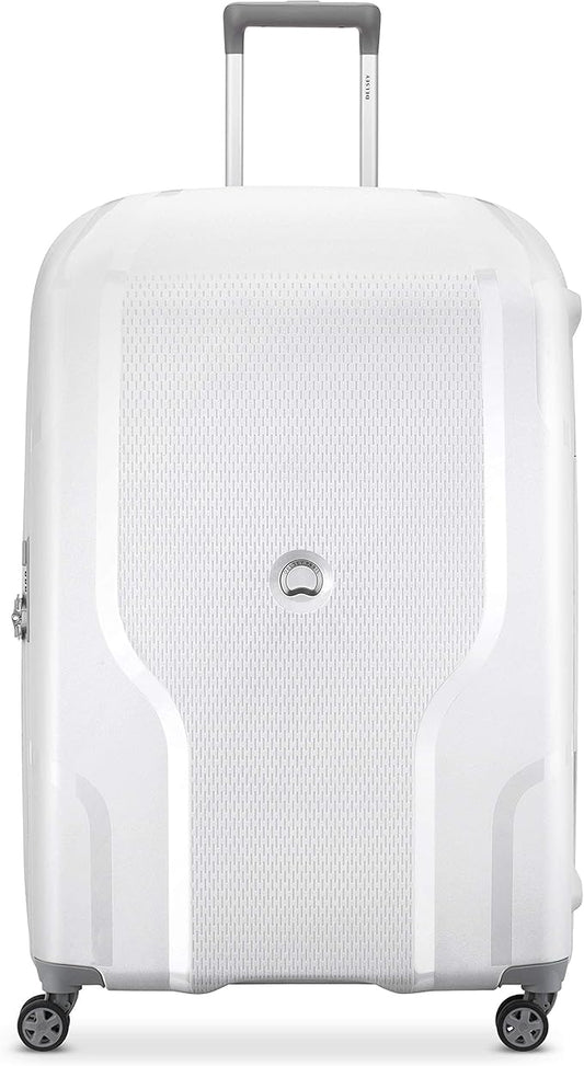 DELSEY PARIS Clavel Hardside Expandable Luggage with Spinner Wheels, White, Checked-Large 30 Inch