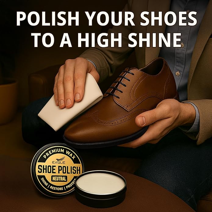 Eagle Shoe Shine Kit – 5-Piece Leather Shoe Polish & Cream Set with Brush & Cloths