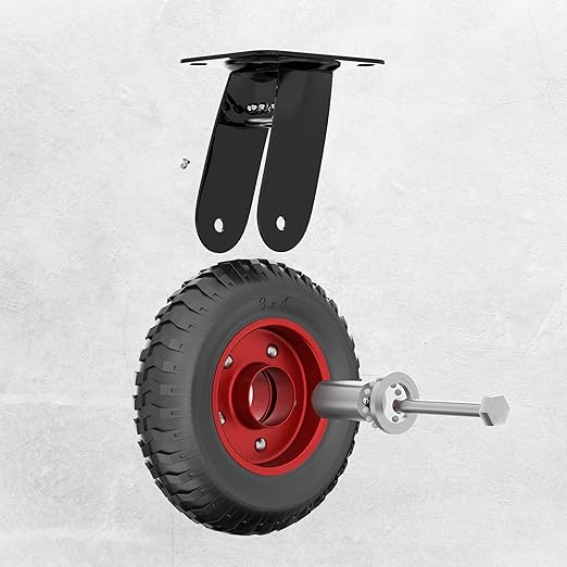 Houseables 8 Inch Caster Wheels, Rubber Wheels, Outdoor Casters, Heavy Duty, Large, Swivel, for Cart, Off Road, Offroad, All Terrain, Flat Free Tire, No Flat, Industrial, Castor, Dolly, Coop, Set of 4