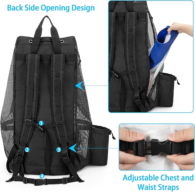Fasrom Mesh Scuba Diving Bag, XL Snorkeling Gear Backpack for Mask, Fins and Wetsuit (Empty Bag Only, Patent Design)