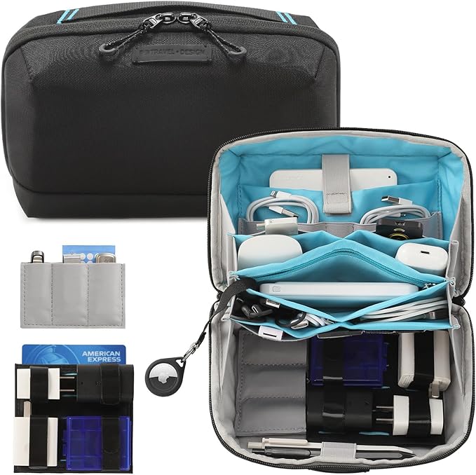 VanFn Electronics Travel Organizer Storage Bag, Travel Accessory Handle Bag, Gadgets Pouch, USB Cable, Travel Friendly Electronics Organizer P.Travel Series